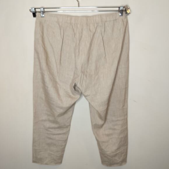 J. Jill Stretch Linen Pants Pull On High Rise Cropped Pockets - Picture 5 of 7
